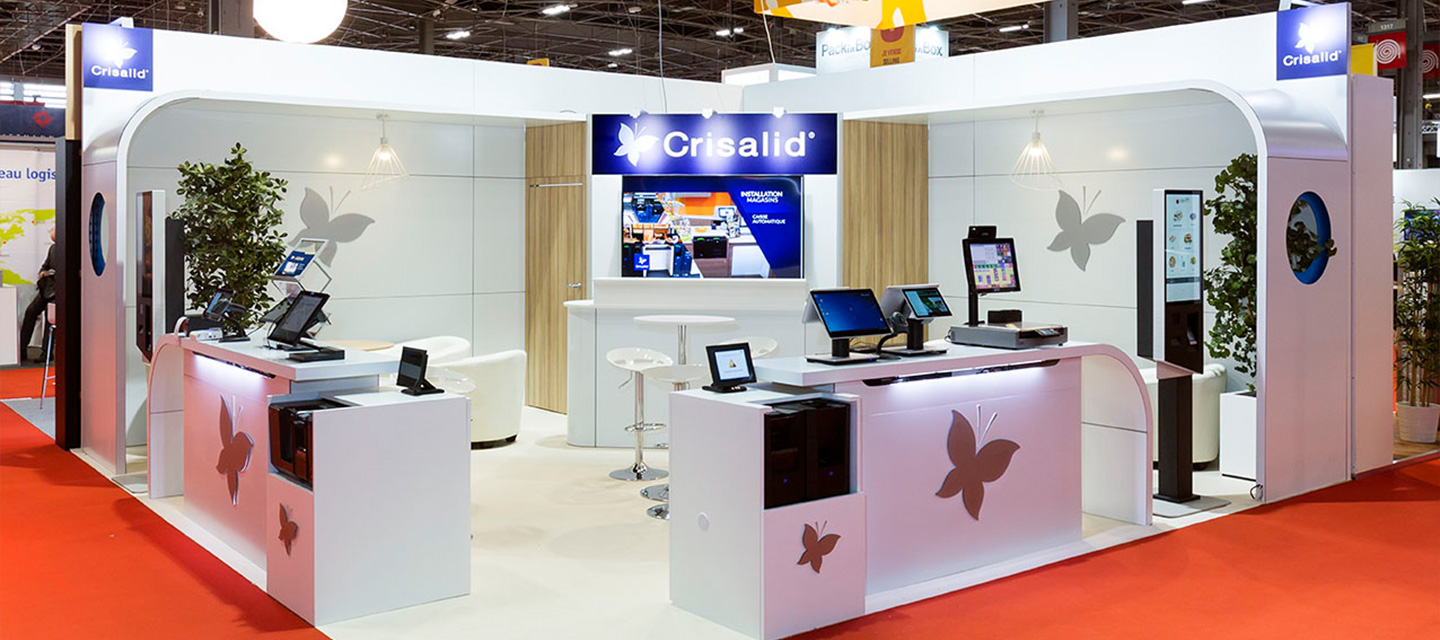 Eliquo - Design Événementiel - Projet Crisalid - Conception de stand d'exposition évolutif