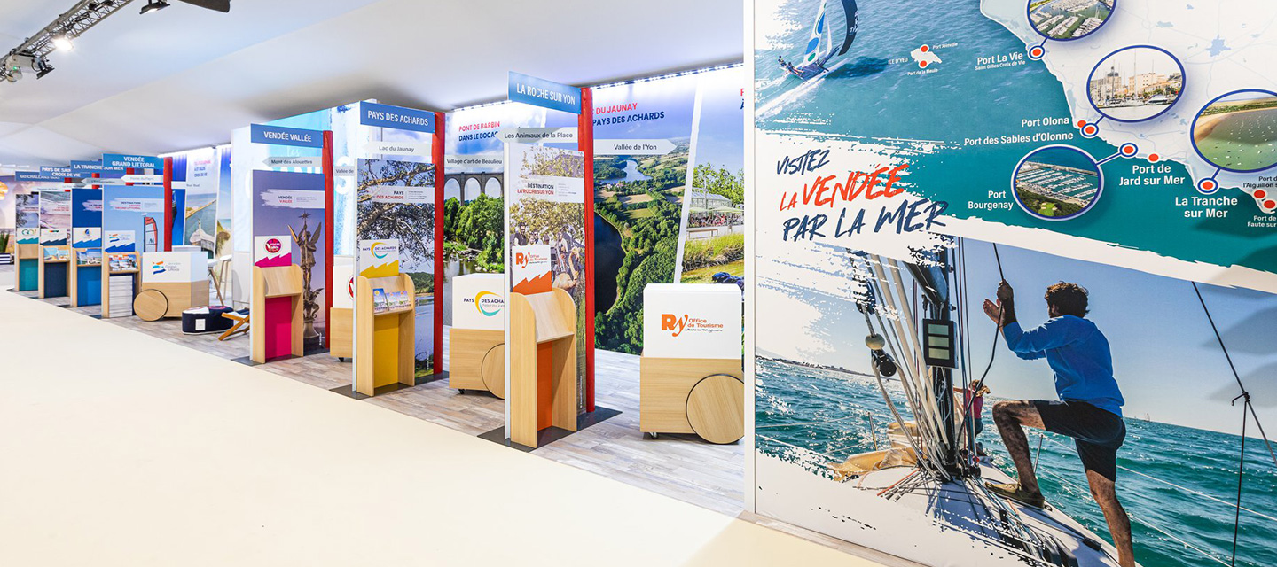 Eliquo - Design Événementiel - Projet Orisha - Conception du pavillon du tourisme sur le village du Vendée Globe