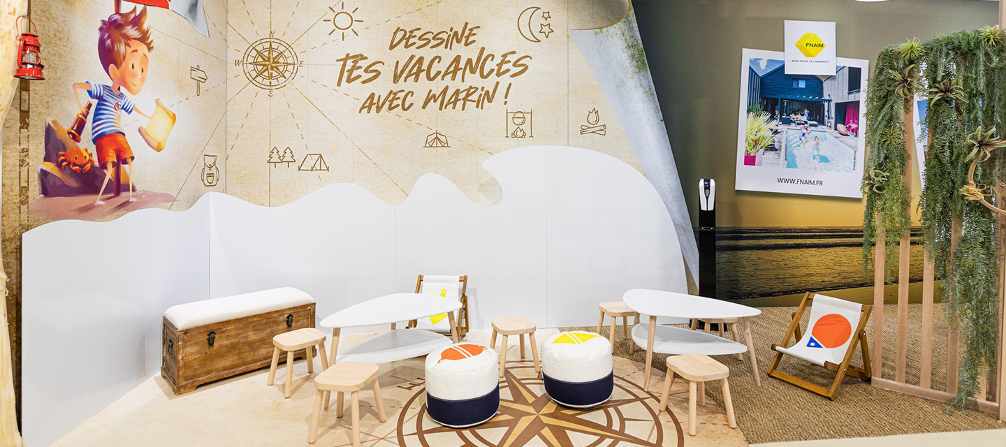 Eliquo - Design Événementiel - Projet Orisha - Conception du pavillon du tourisme sur le village du Vendée Globe