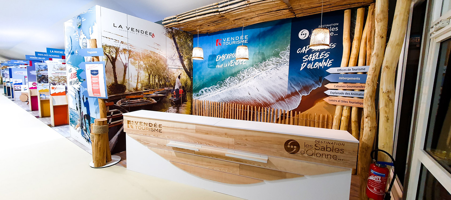 Eliquo - Design Événementiel - Projet Orisha - Conception du pavillon du tourisme sur le village du Vendée Globe